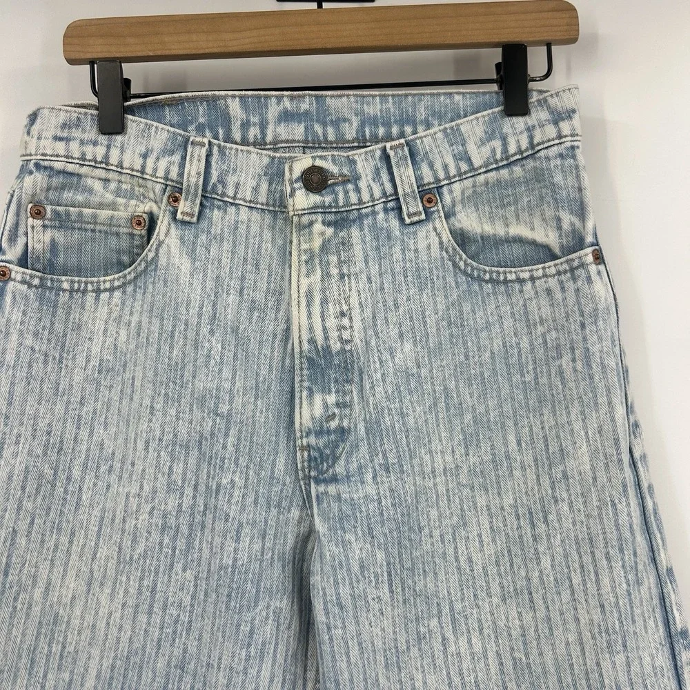 Vintage 90s Levi's 550 Jeans W31 USA Herringbone Acid Wash Striped Denim